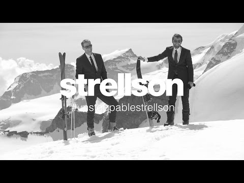 На горных лыжах и сноуборде в элегантных костюмах и очках Strellson